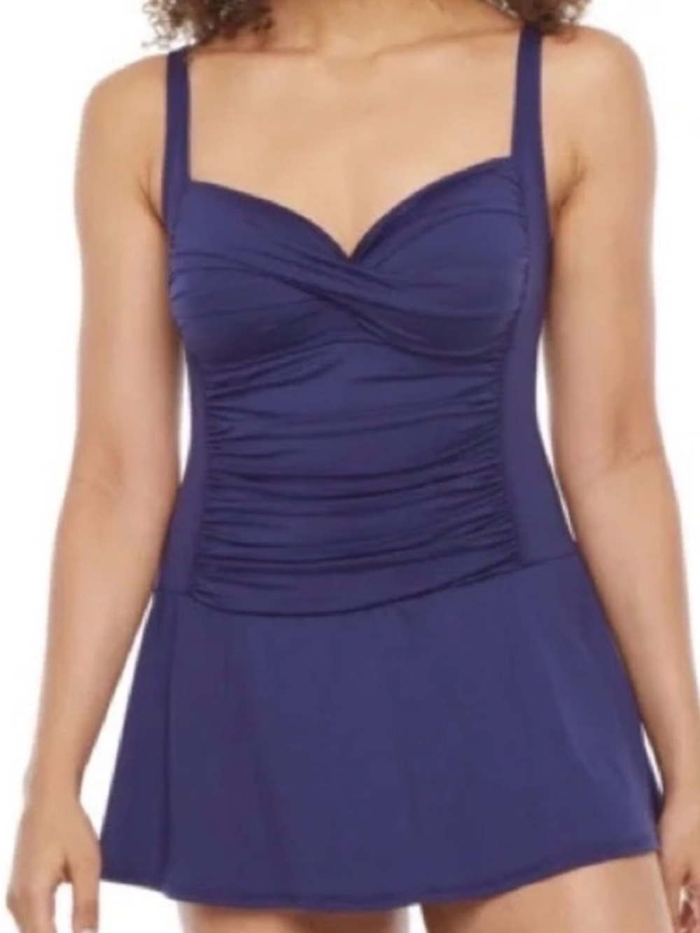 La Blanca indigo goddess Ruched One-Piece Swimdress